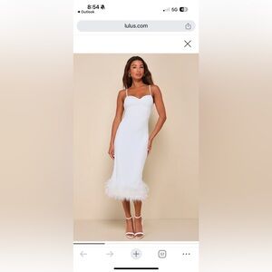 Lulus Passion for Glamour White Sleeveless Bustier Feather Midi Dress